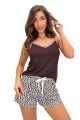 Piżama damska Donna Zoya top brąz-panterka
