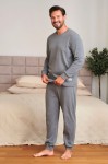 Piżama męska Doctor Nap PMB 7568 szara bawełna prążek 