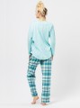 Piżama damska Key LNS 474 turkusowa flanelowe spodnie