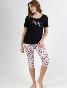 Piżama damska Regina 689 czarna duże rozmiary