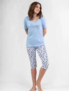Piżama damska Regina 689 niebieska duże rozmiary 