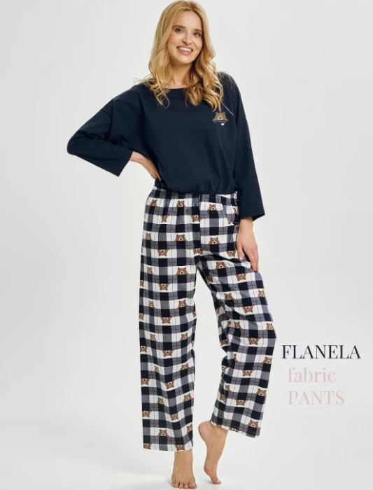 pizama taro astrid granatowa flanela.webp