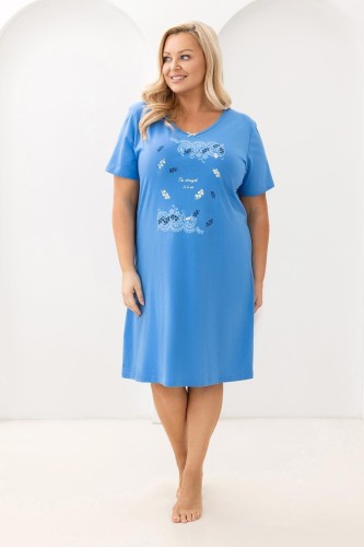 Koszula nocna damska Regina 178 niebieska duże rozmiary 