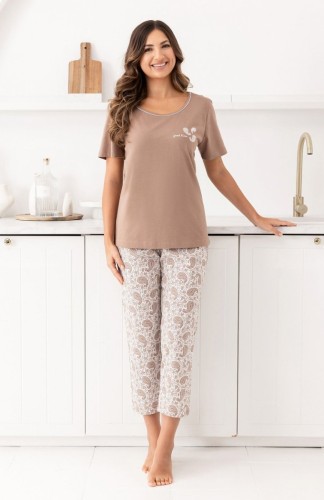 Piżama damska Regina 729 brąz  duże rozmiary