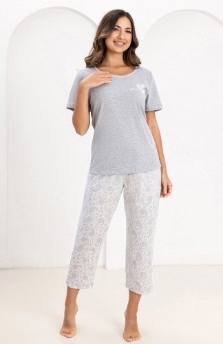 Piżama damska Regina 729 szara duże rozmiary