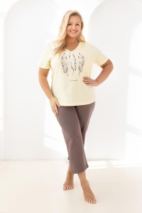 Piżama damska Regina 742 żółty  duże rozmiary  