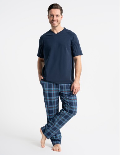 Piżama męska Moraj PDM4700-004 długie spodnie granat