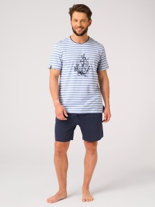 Piżama męska Key MNS 311 niebieska w paski