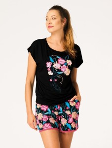 Piżama damska Key LNS 560 czarna bambusowa 