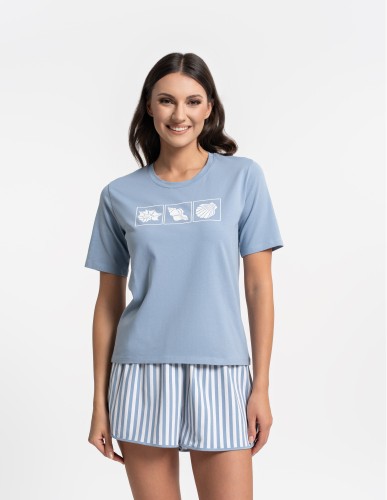 Piżama damska Moraj PDD3900-021 niebieska paski